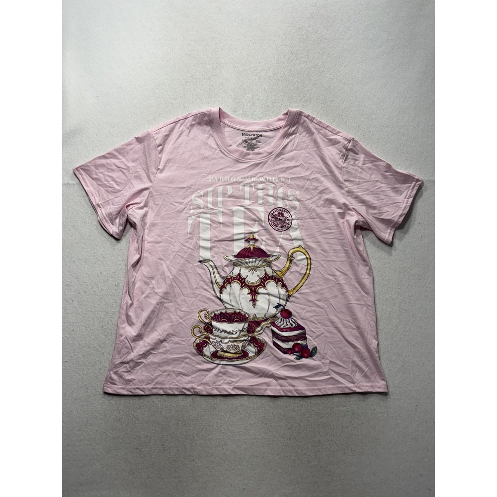 Bridgerton Shirt Womens 2XL Pink Sip This Tea Graphic Tee LT12602SP